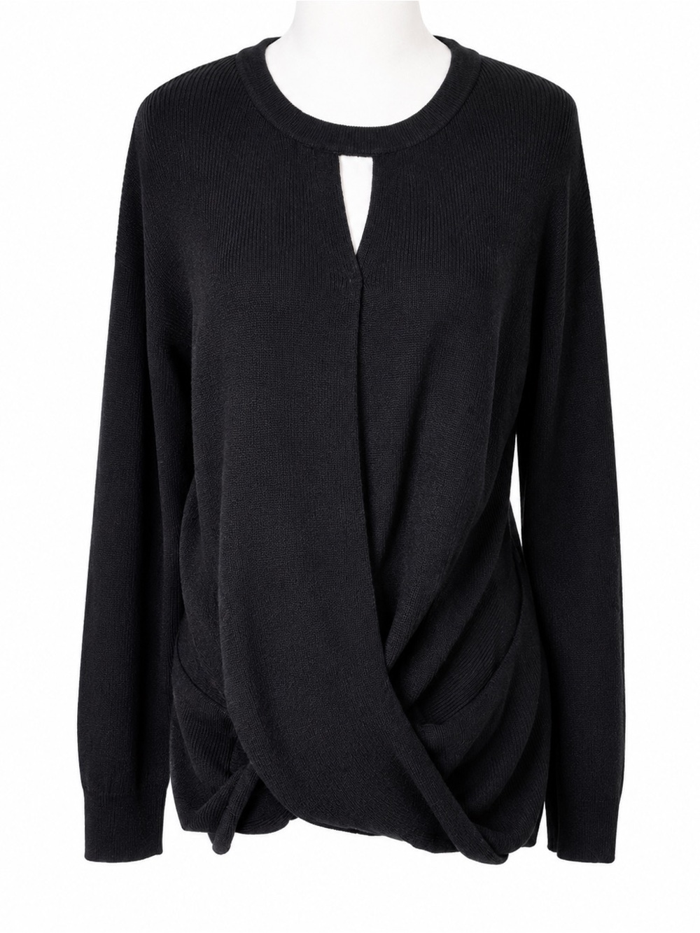 NWT Per Se by Carlisle Draped Twist Knit Sweater Black Women’s Medium